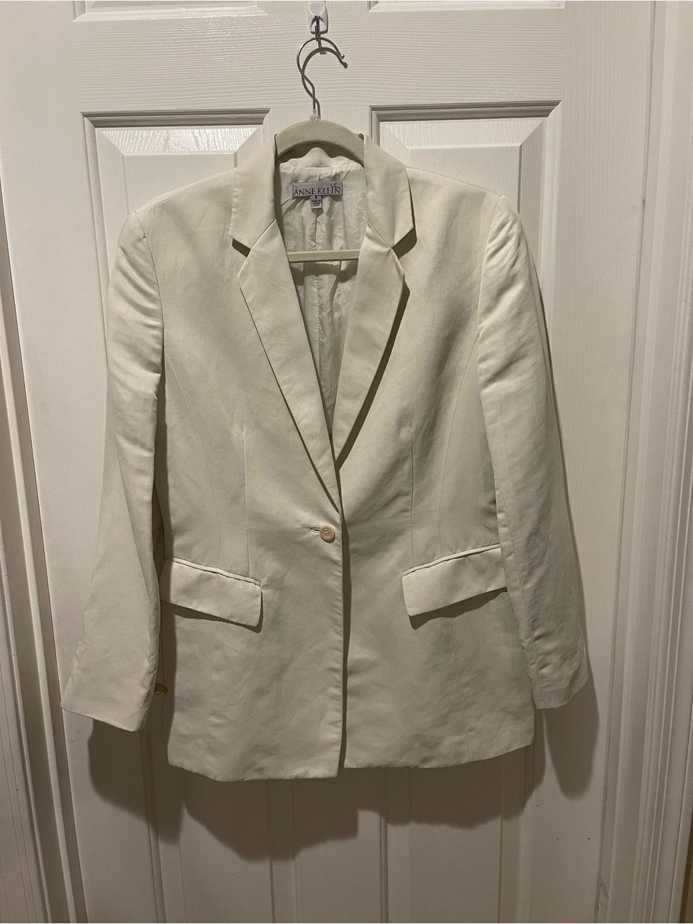 Anne Klein | Cream Single-Button Tailored Blazer | Size 8